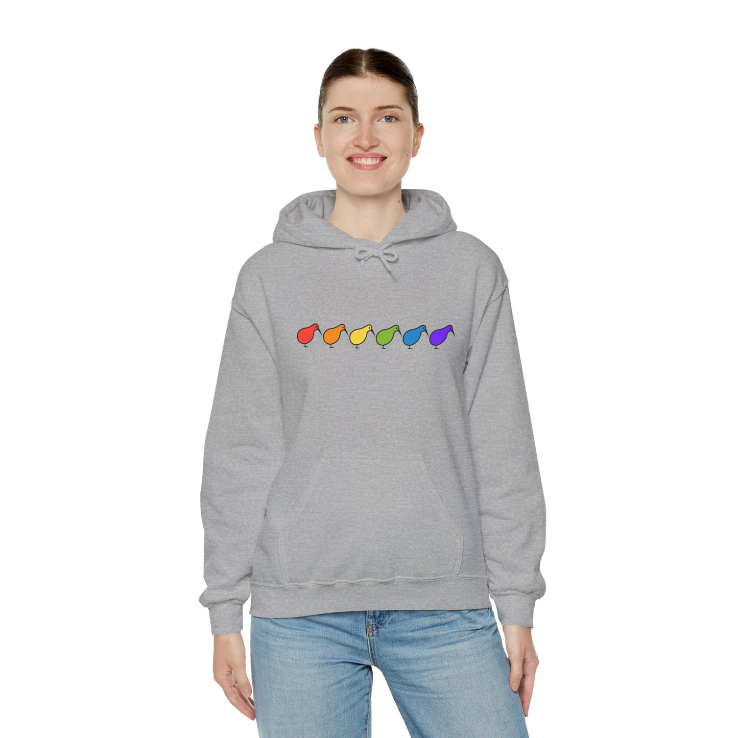Kiwi Rainbow Hoodie — Minimal Pride Art Crewneck [worldwide shipping]