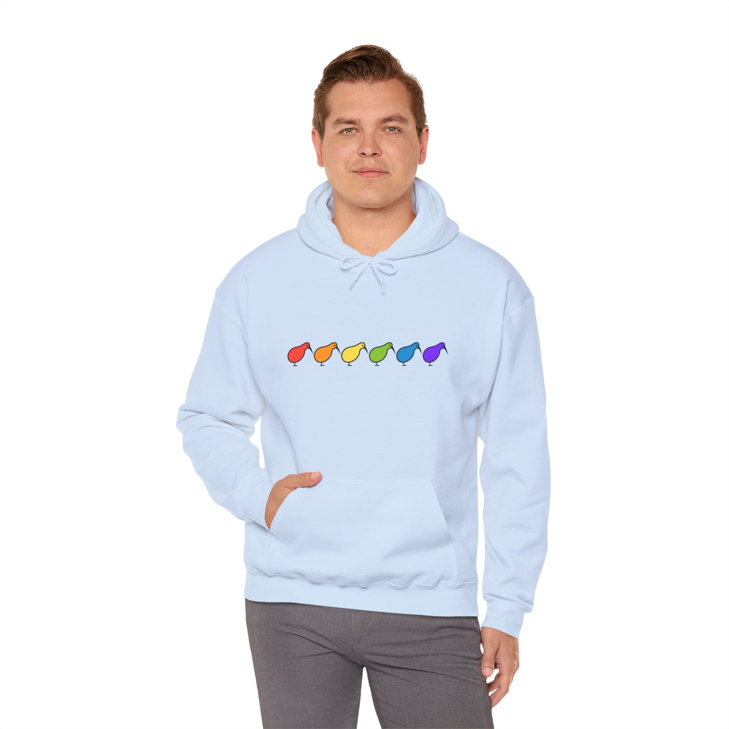 Kiwi Rainbow Hoodie — Minimal Pride Art Crewneck [worldwide shipping]