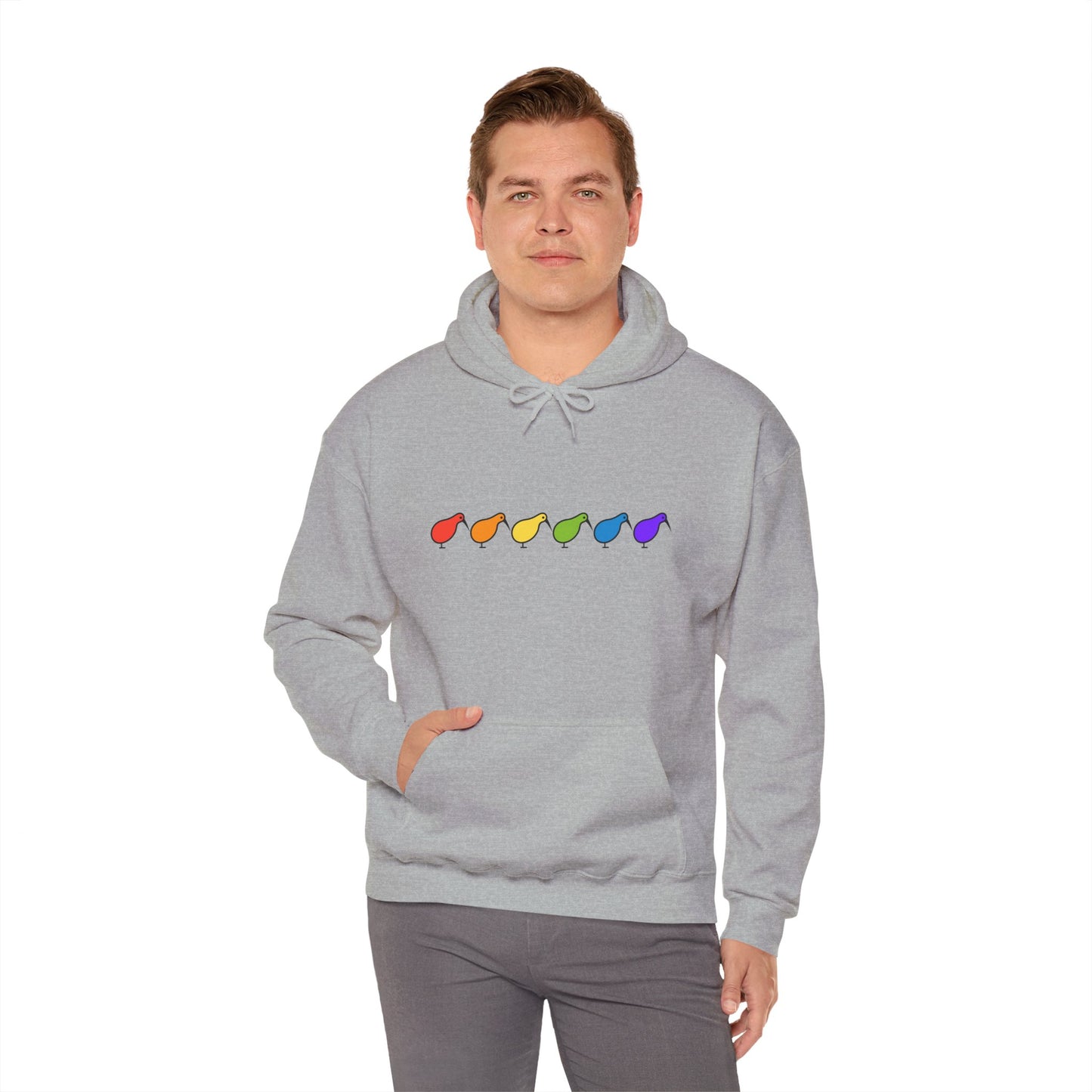 Kiwi Rainbow Hoodie — Minimal Pride Art Crewneck [worldwide shipping]