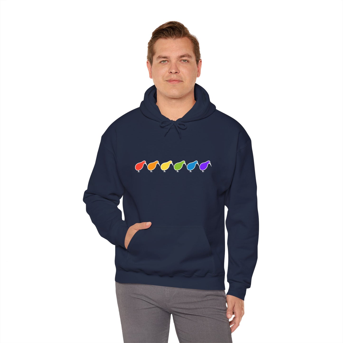 Kiwi Rainbow Hoodie — Minimal Pride Art Crewneck [worldwide shipping]