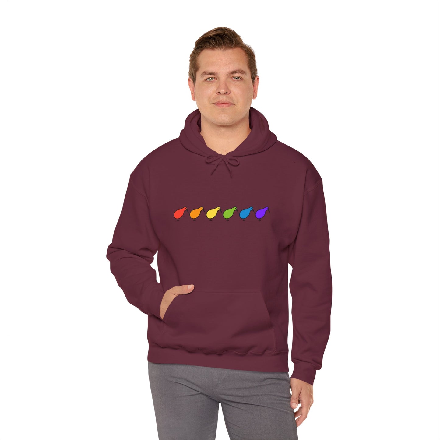 Kiwi Rainbow Hoodie — Minimal Pride Art Crewneck [worldwide shipping]