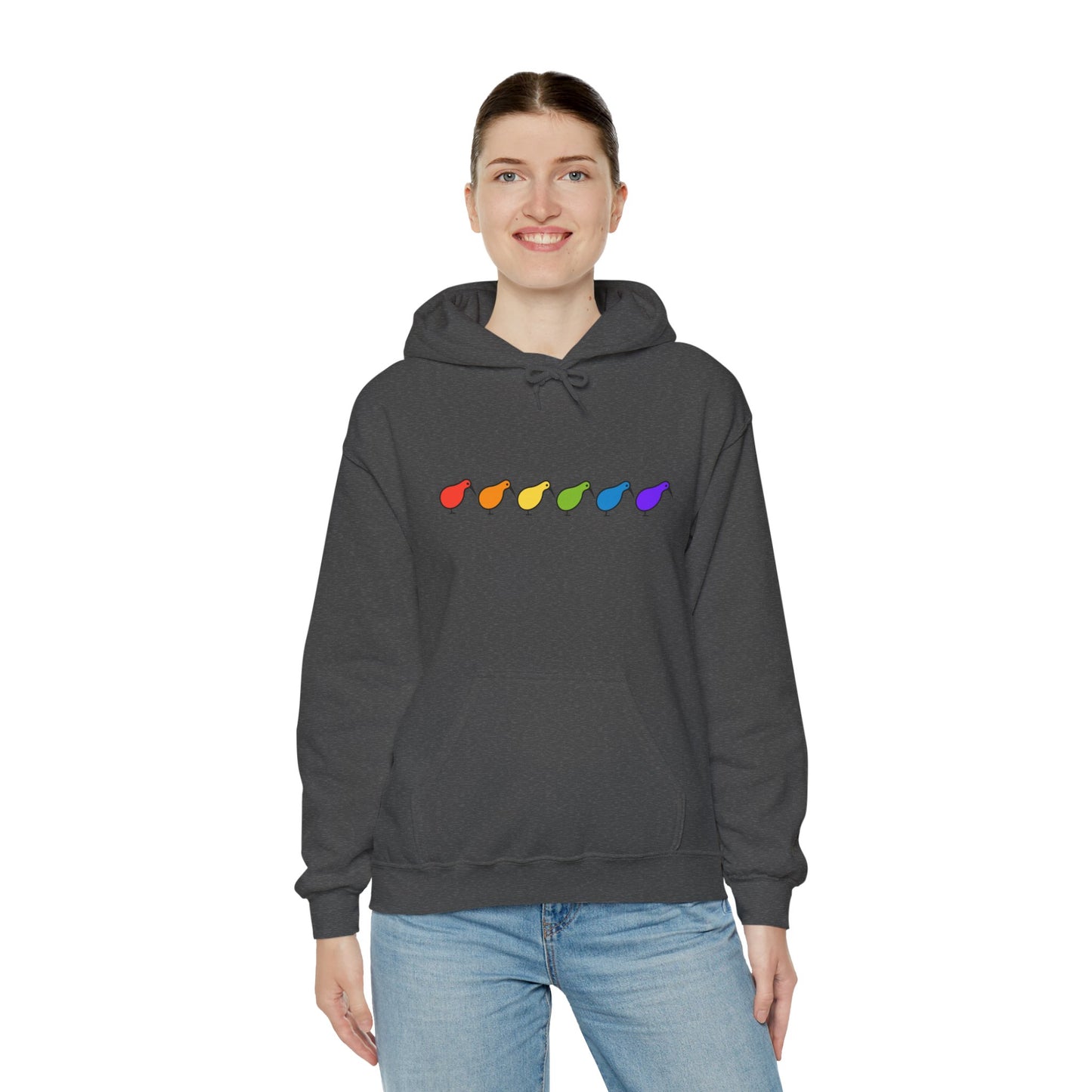 Kiwi Rainbow Hoodie — Minimal Pride Art Crewneck [worldwide shipping]