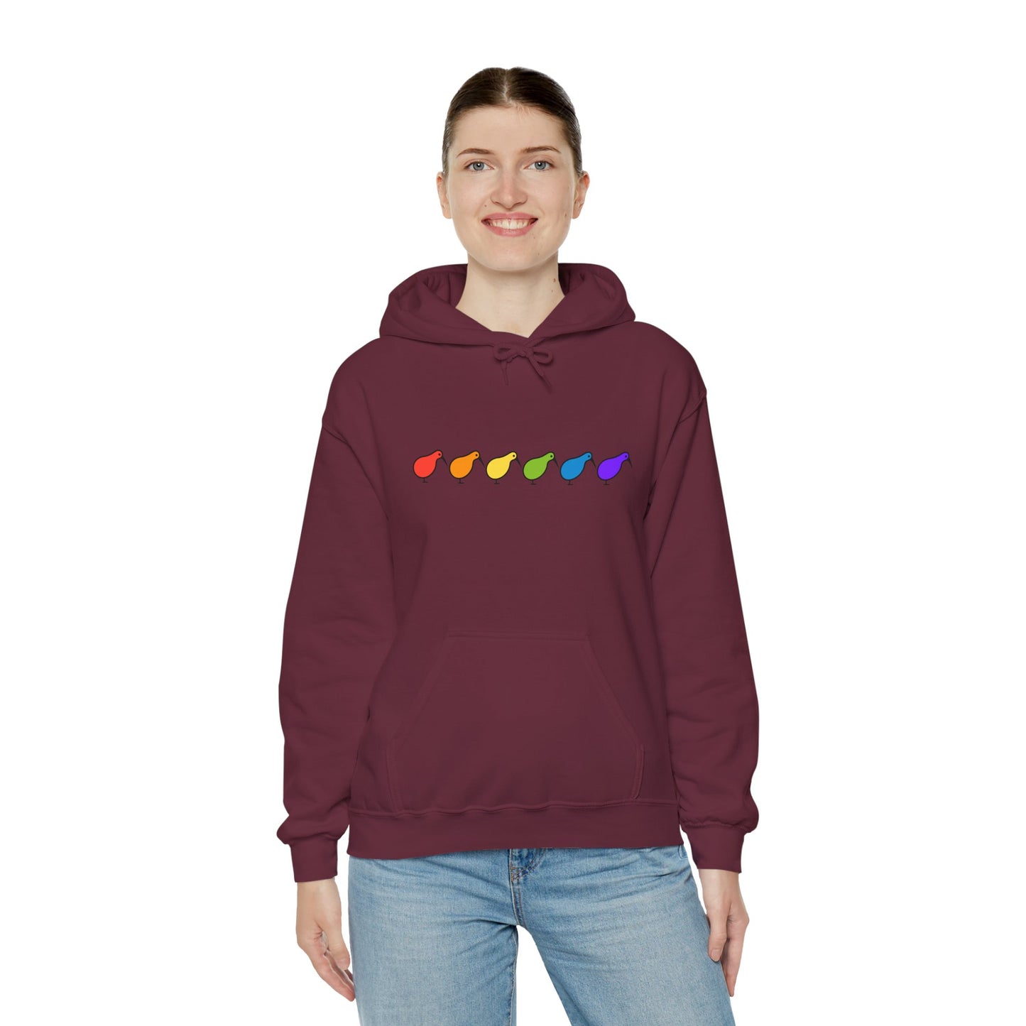 Kiwi Rainbow Hoodie — Minimal Pride Art Crewneck [worldwide shipping]