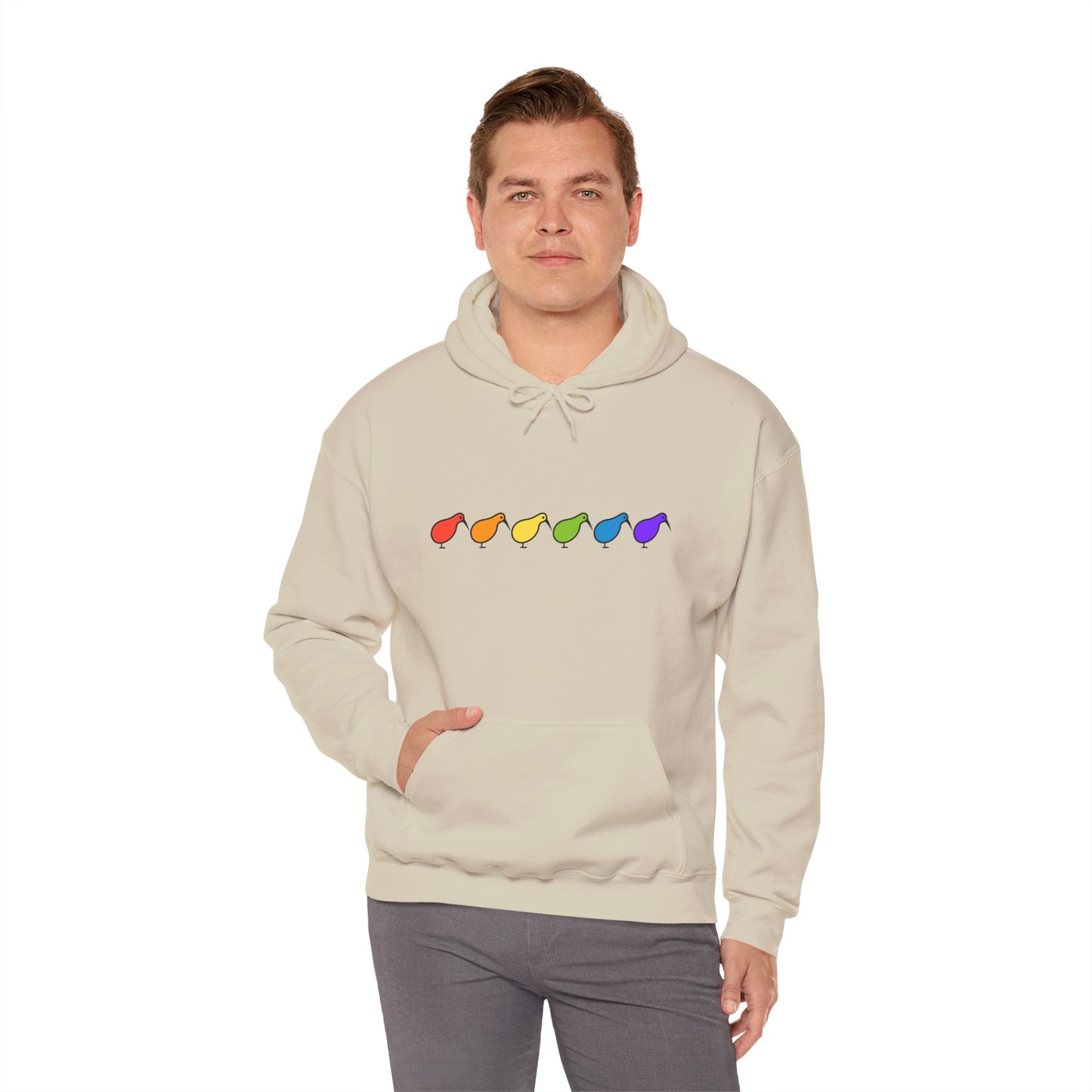 Kiwi Rainbow Hoodie — Minimal Pride Art Crewneck [worldwide shipping]