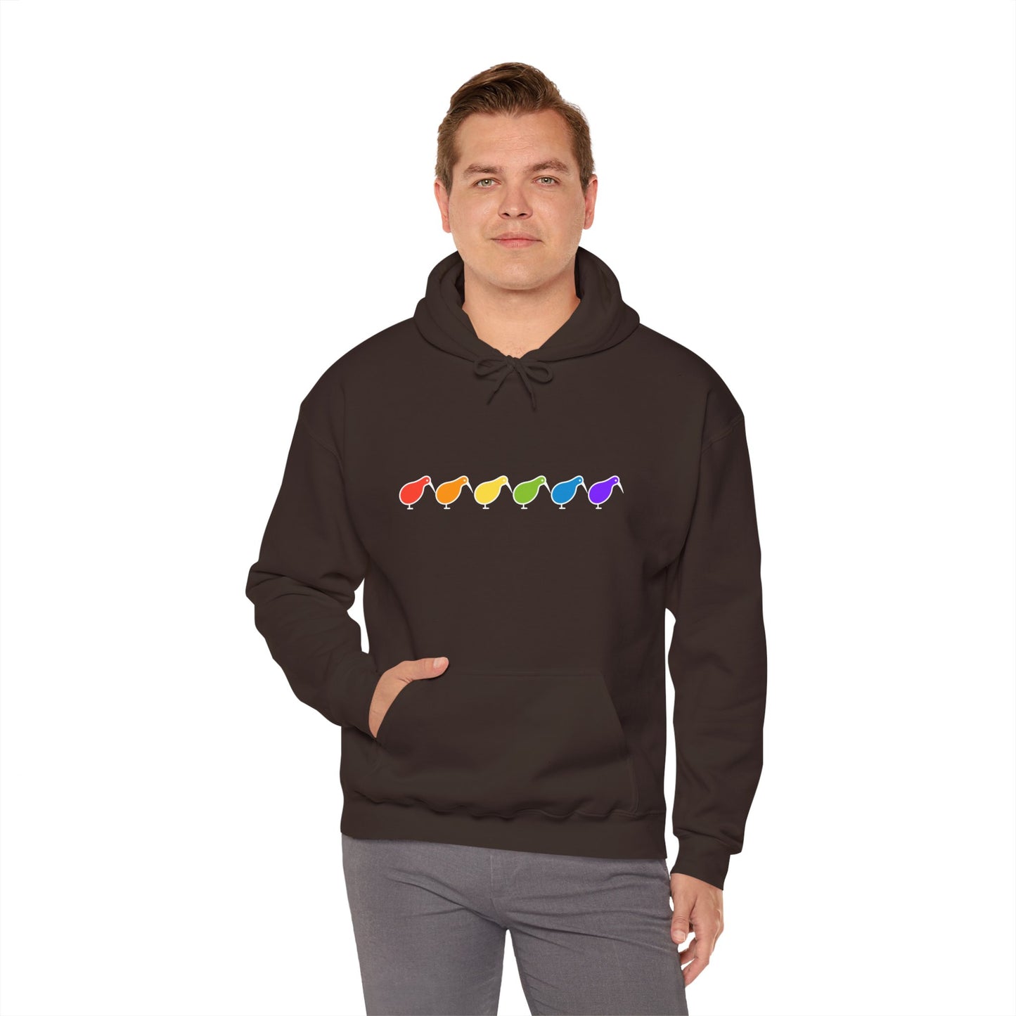 Kiwi Rainbow Hoodie — Minimal Pride Art Crewneck [worldwide shipping]