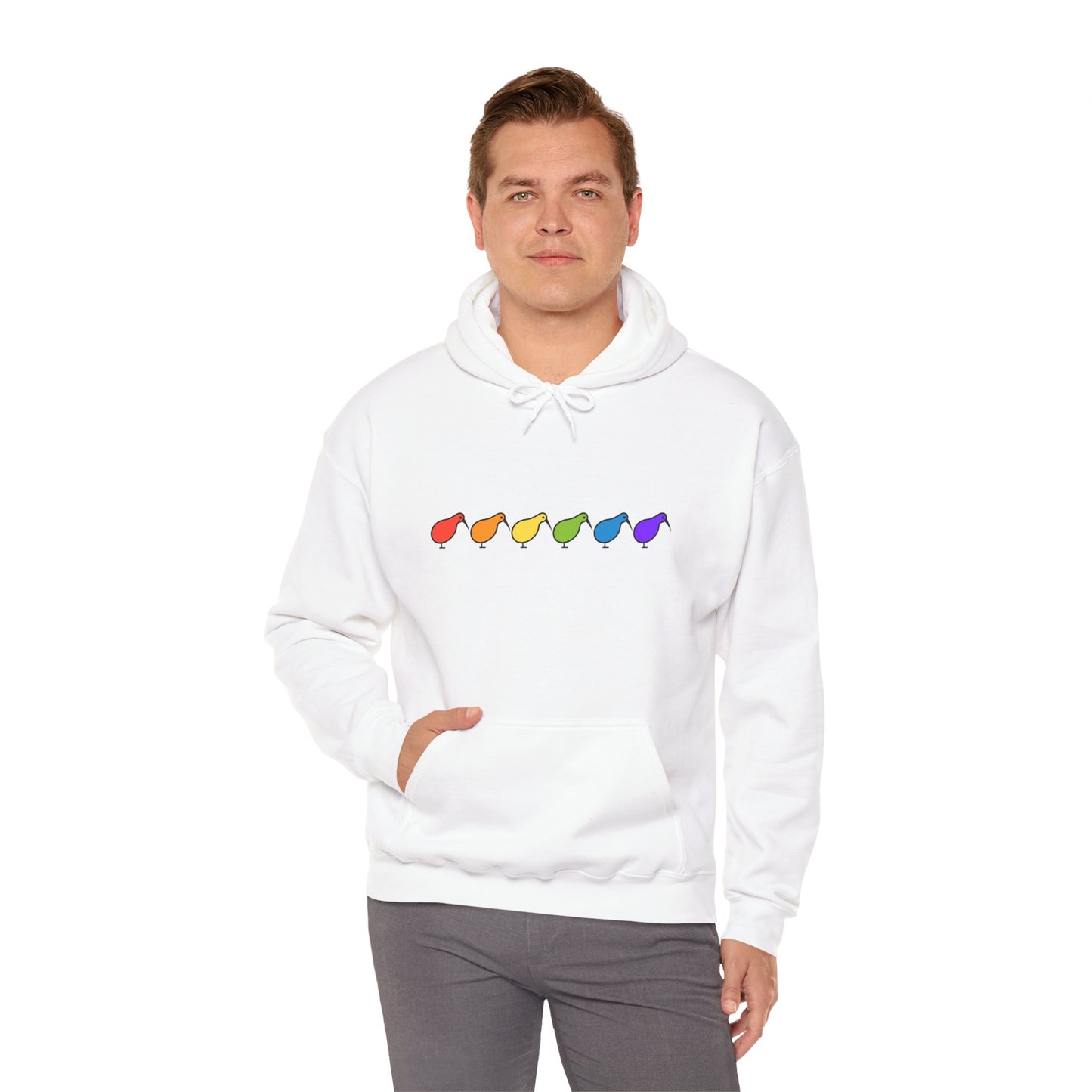 Kiwi Rainbow Hoodie — Minimal Pride Art Crewneck [worldwide shipping]