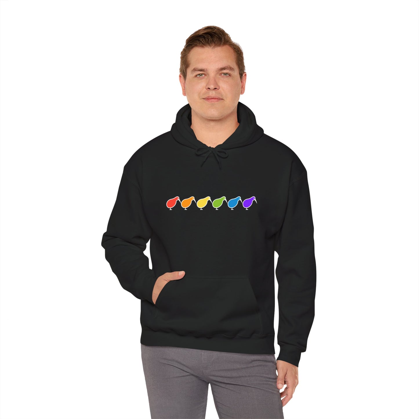 Kiwi Rainbow Hoodie — Minimal Pride Art Crewneck [worldwide shipping]