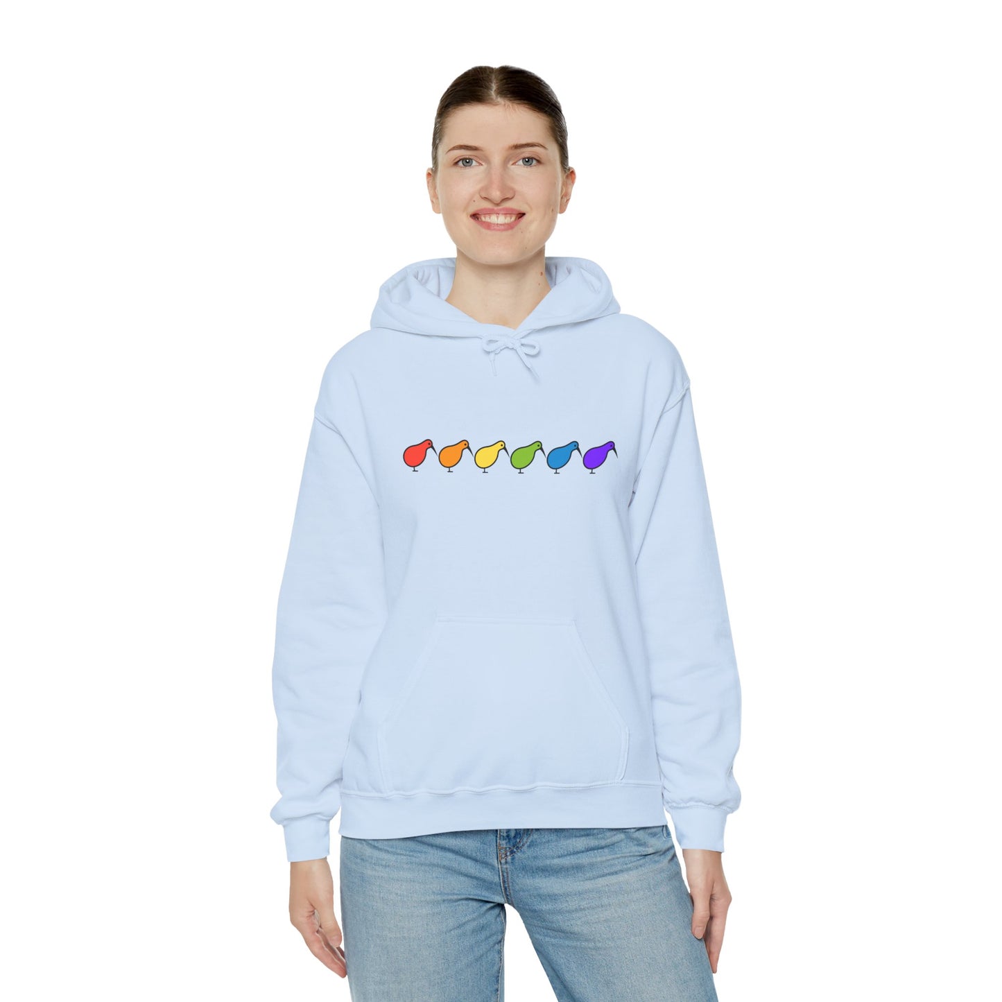 Kiwi Rainbow Hoodie — Minimal Pride Art Crewneck [worldwide shipping]