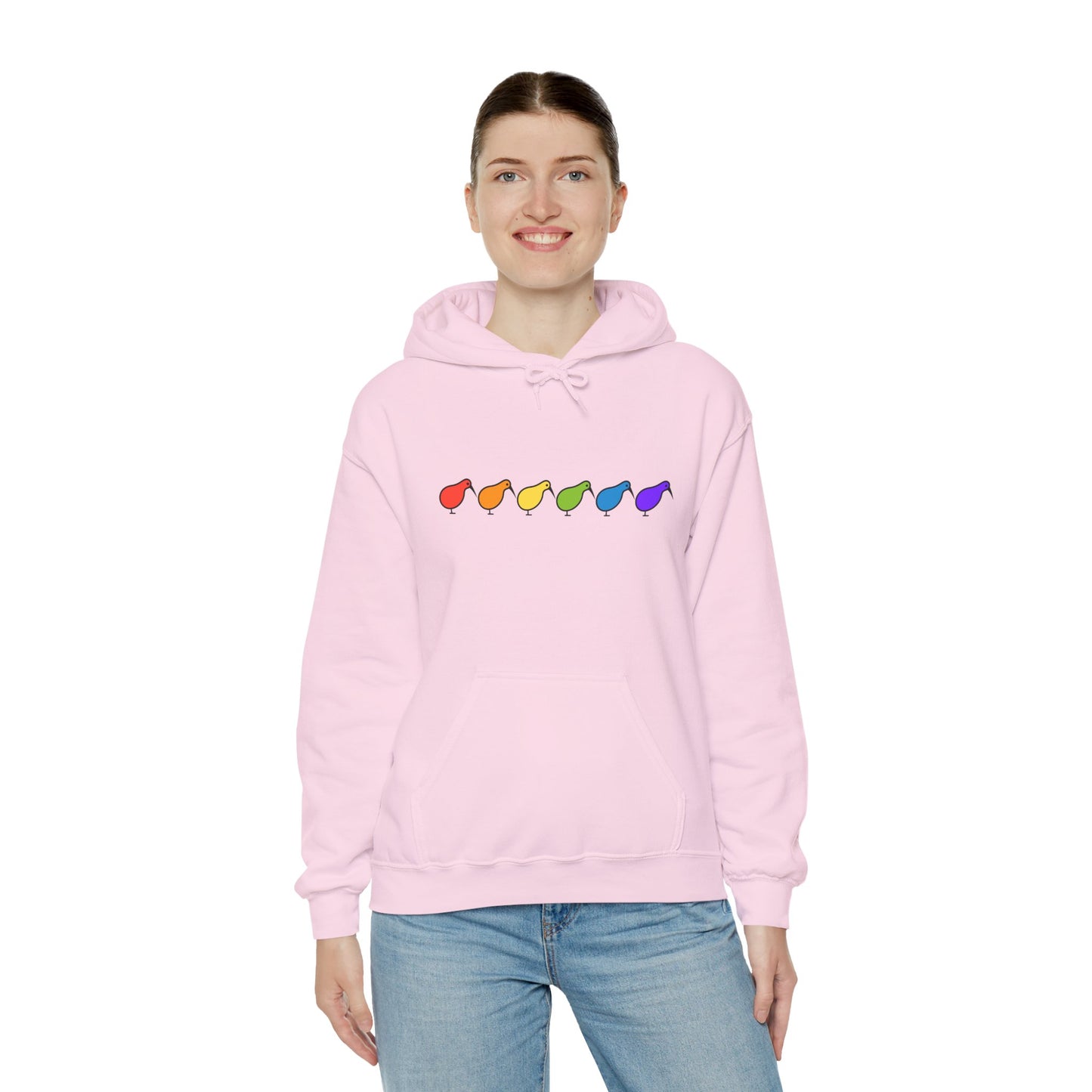 Kiwi Rainbow Hoodie — Minimal Pride Art Crewneck [worldwide shipping]