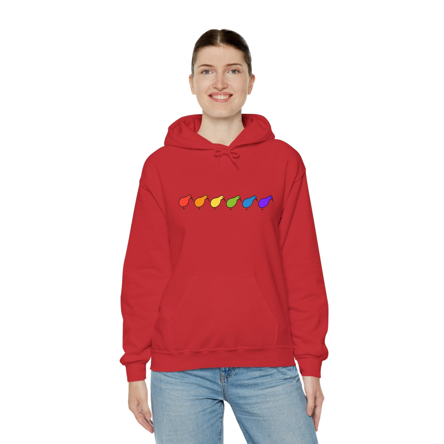 Kiwi Rainbow Hoodie — Minimal Pride Art Crewneck [worldwide shipping]