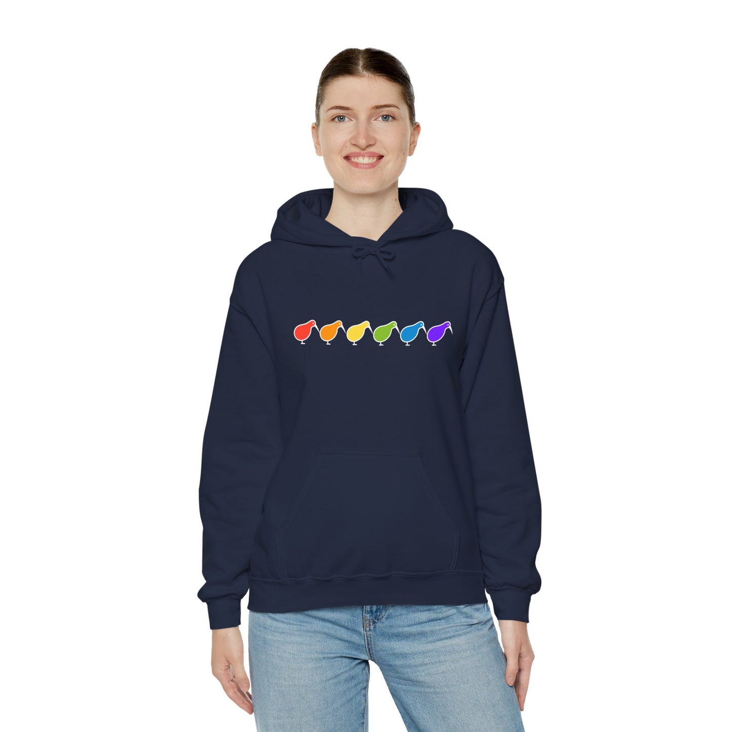 Kiwi Rainbow Hoodie — Minimal Pride Art Crewneck [worldwide shipping]