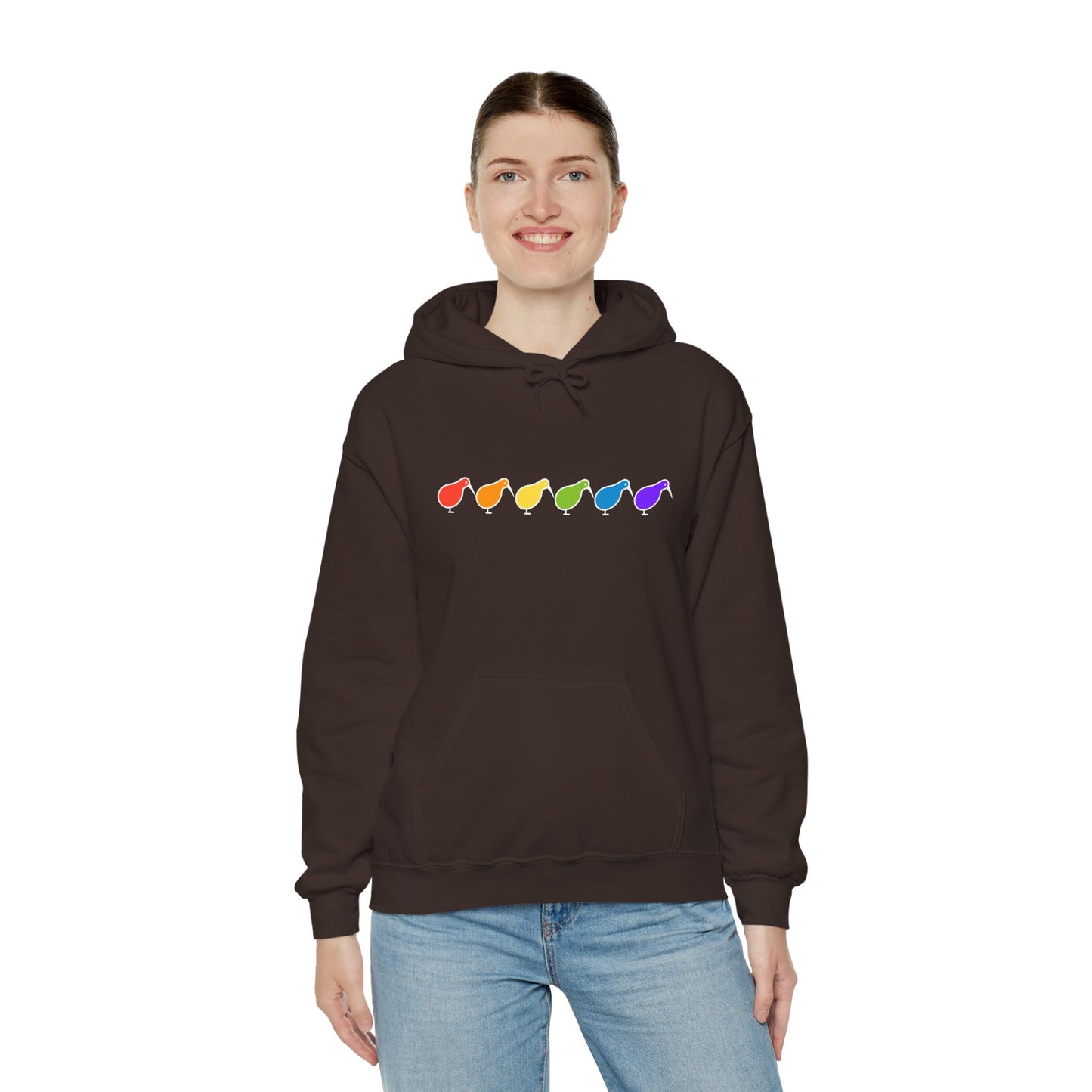 Kiwi Rainbow Hoodie — Minimal Pride Art Crewneck [worldwide shipping]