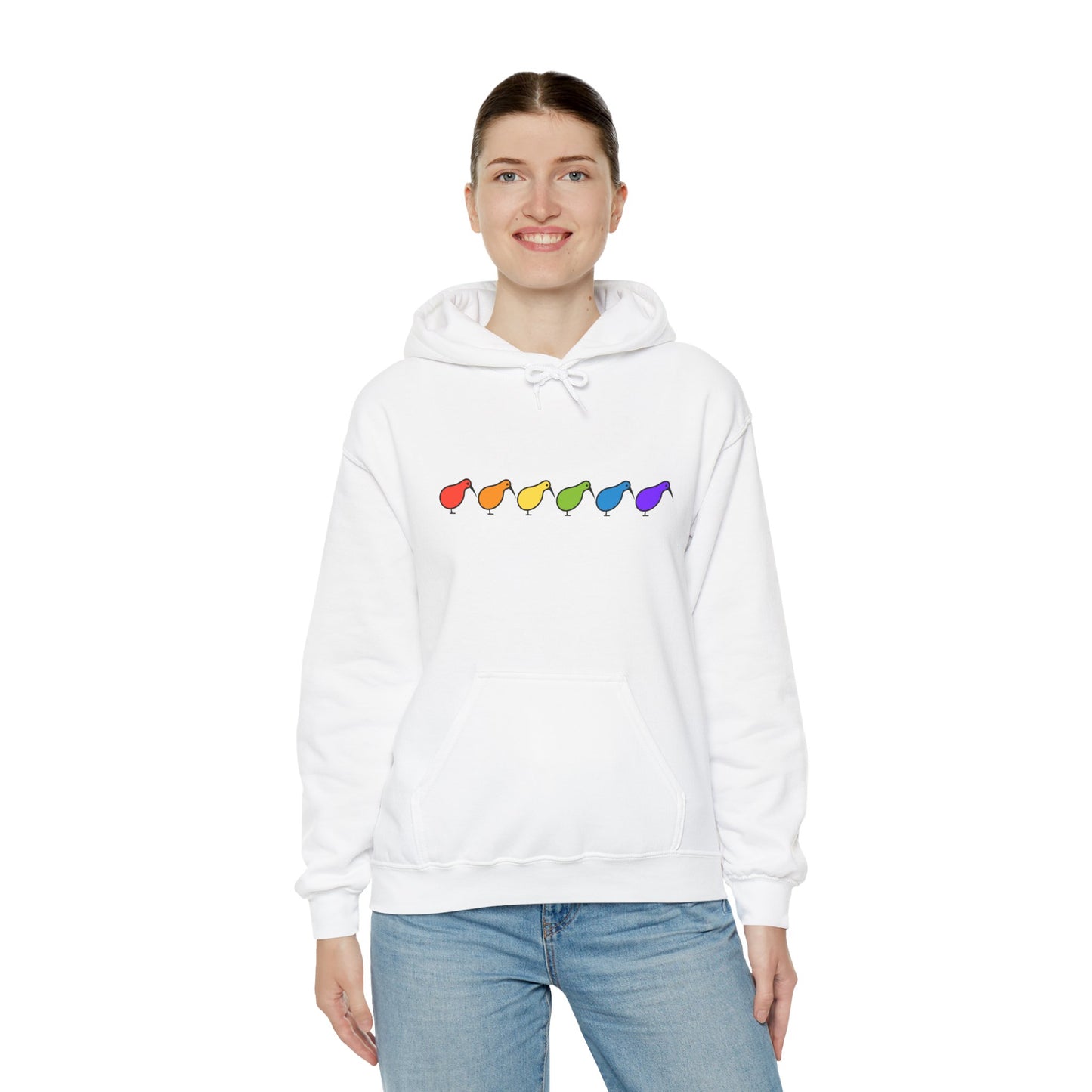 Kiwi Rainbow Hoodie — Minimal Pride Art Crewneck [worldwide shipping]