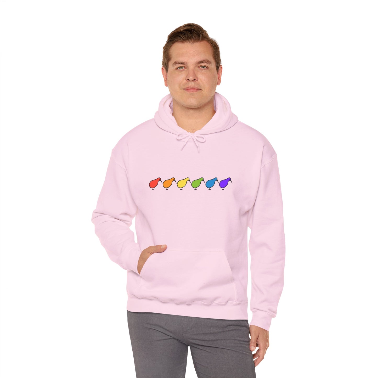 Kiwi Rainbow Hoodie — Minimal Pride Art Crewneck [worldwide shipping]