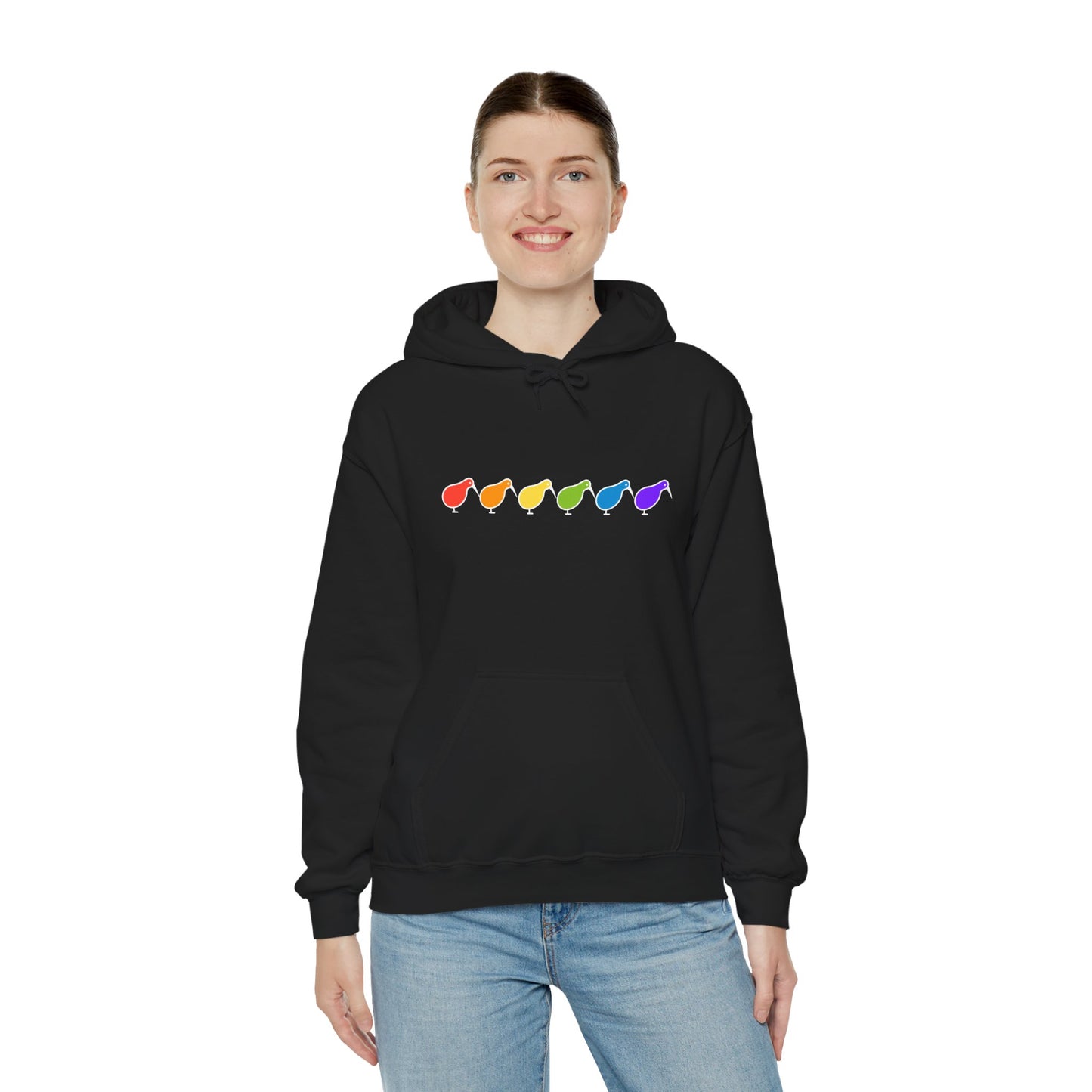 Kiwi Rainbow Hoodie — Minimal Pride Art Crewneck [worldwide shipping]